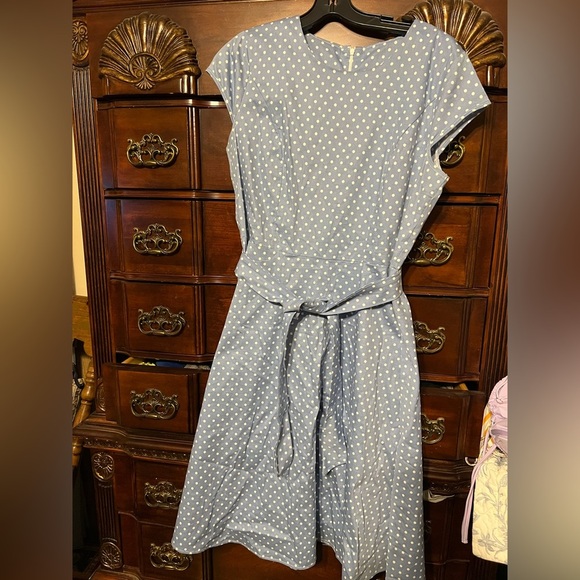 Dresses & Skirts - cute blue dress with white polka dots